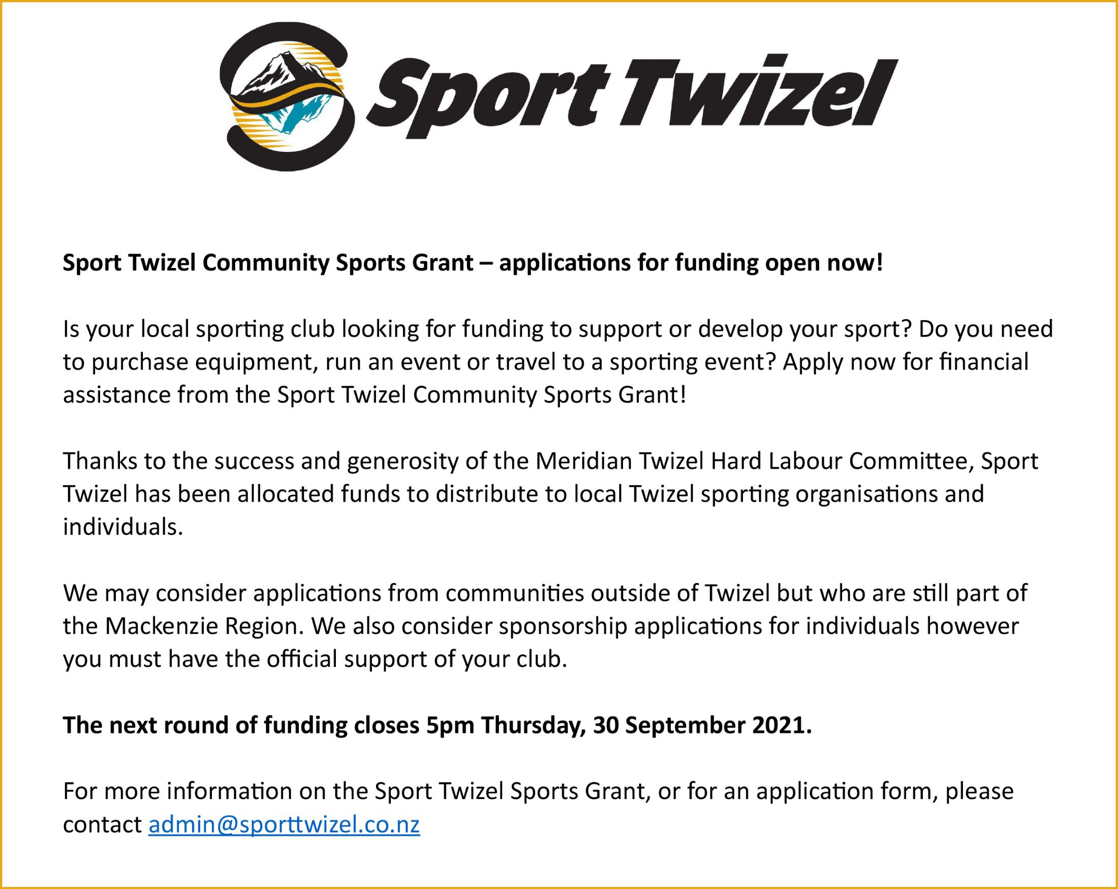 Sport Twizel Community Grant