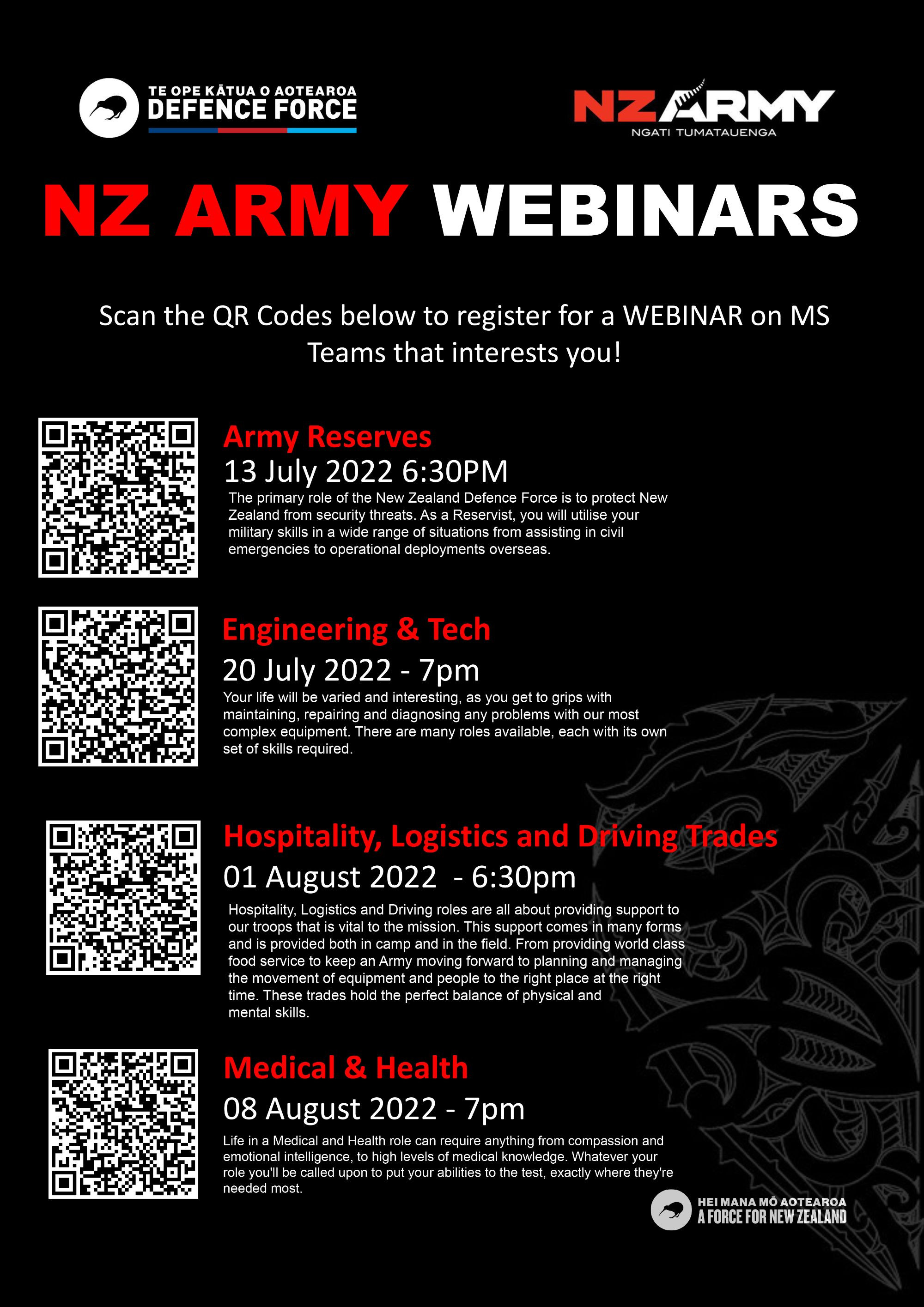 New Zealand Army Webinars 2