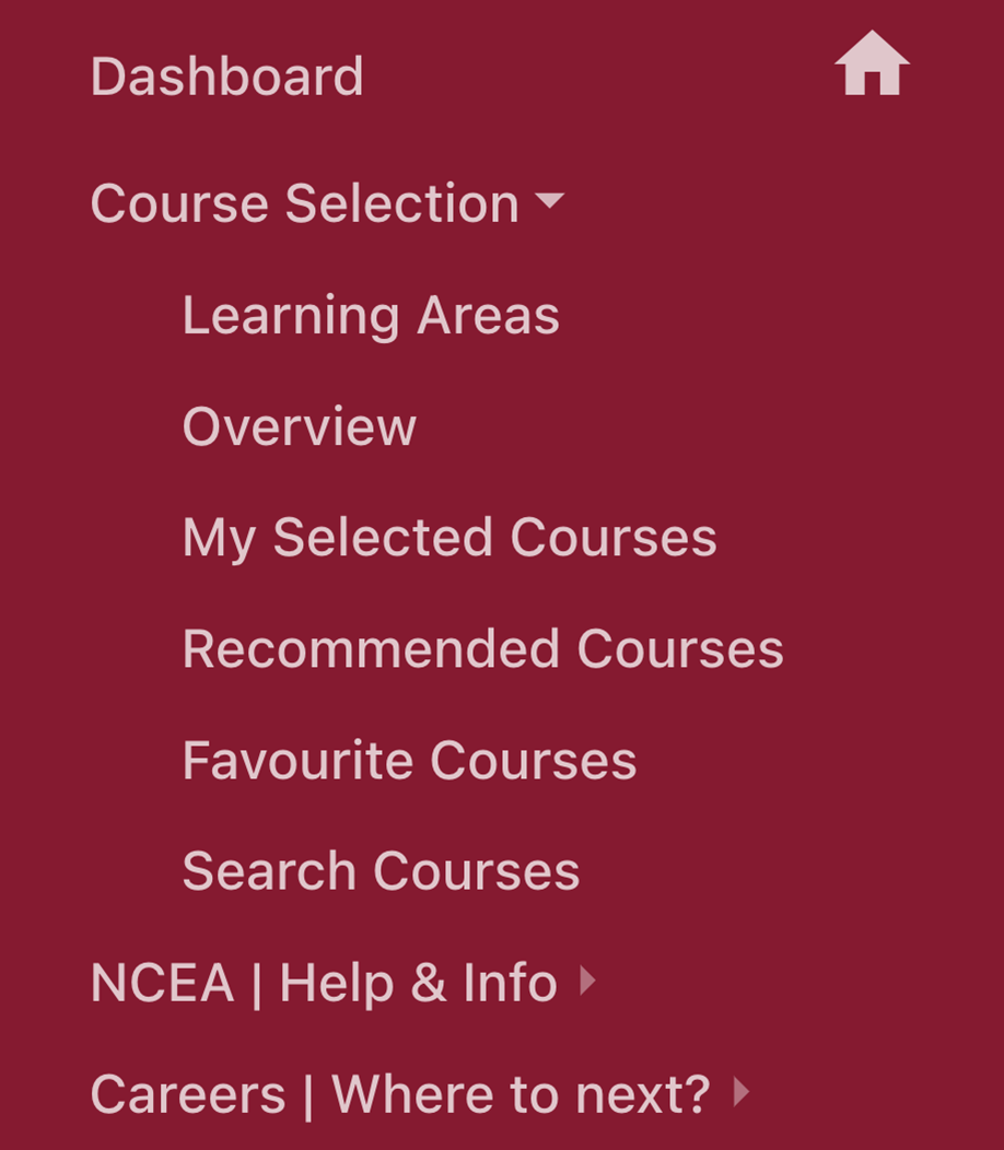 Course Selection Menu