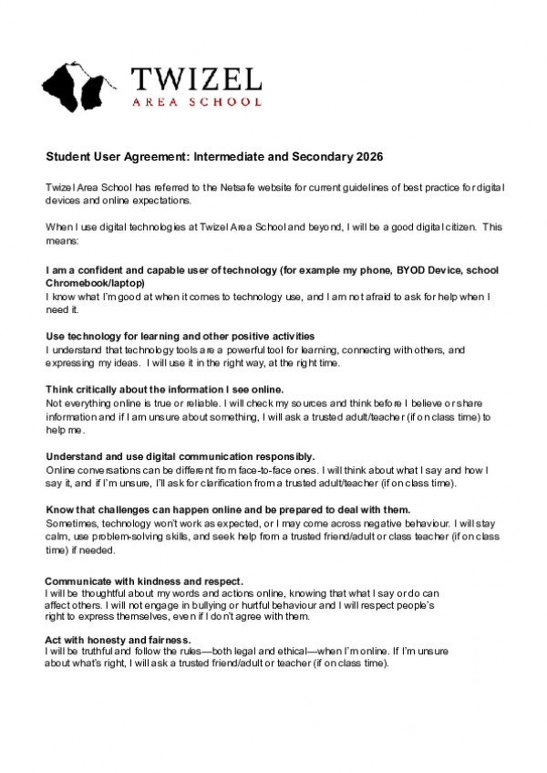 Student User Agreements